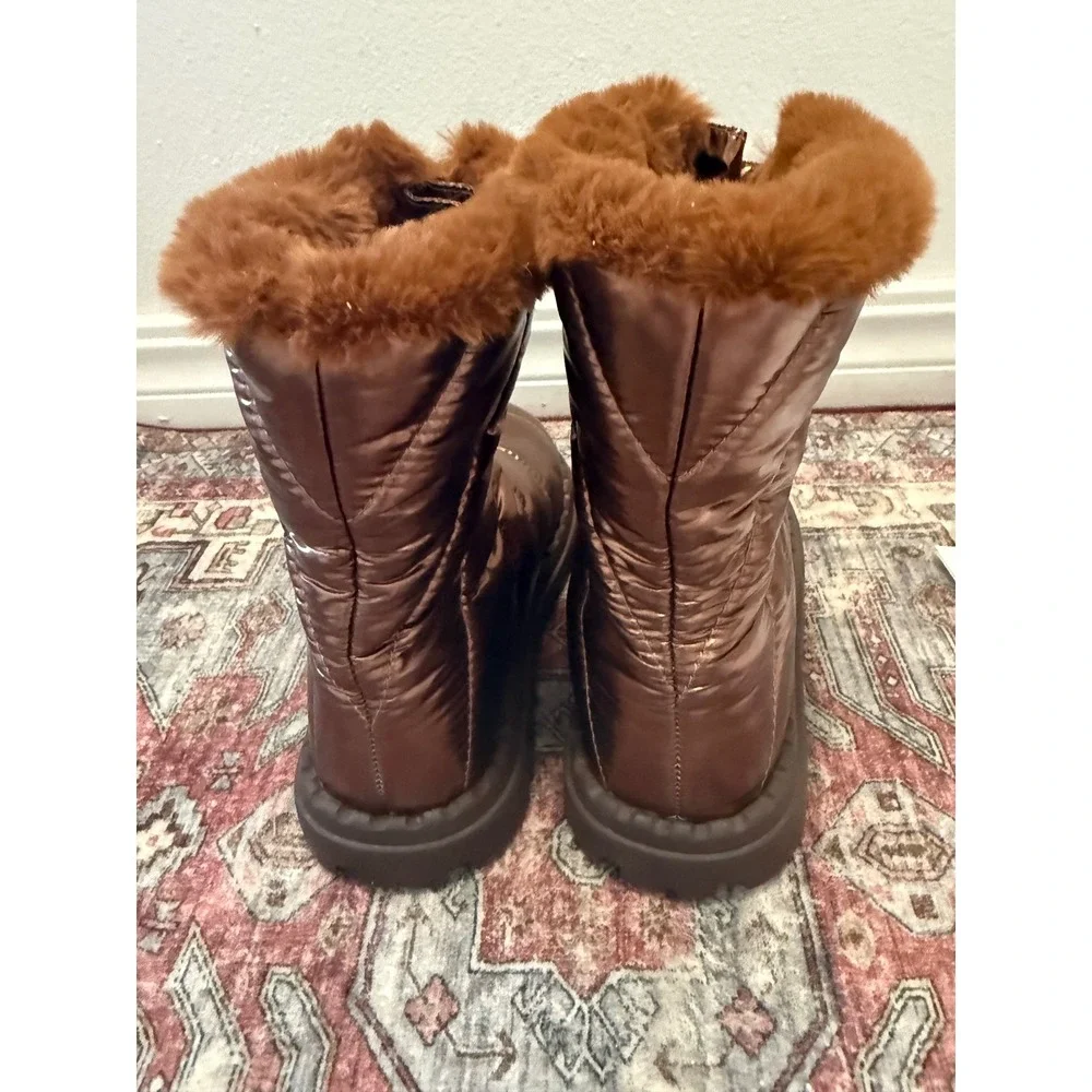 Jambu Icicle Metallic Bronze Puffer Boots Faux Fur Lined Winter Warm Size 6M NEW
